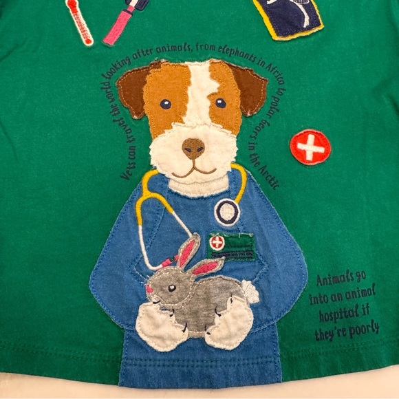 Mini Boden Shirt Veterinarian Educational Facts Green Applique Unisex Sz 4-5 - Picture 10 of 12